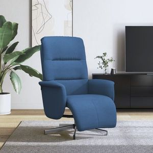 vidaXL Fotoliu rabatabil cu suport de picioare, albastru, textil imagine