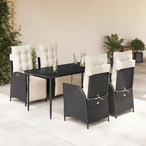 vidaXL Set mobilier de grădină cu perne, 5 piese, negru, poliratan imagine