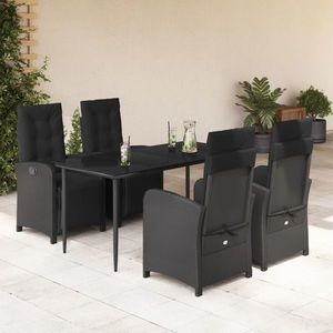 vidaXL Set mobilier de grădină cu perne, 5 piese, negru, poliratan imagine