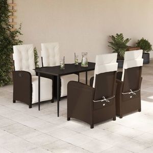 vidaXL Set mobilier de grădină, 5 piese, cu perne, maro, poliratan imagine
