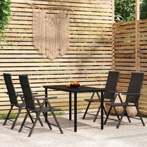 vidaXL Set de servit masa pentru grădină, 5 piese, negru imagine