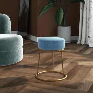 vidaXL Taburet rotund, albastru deschis, catifea imagine