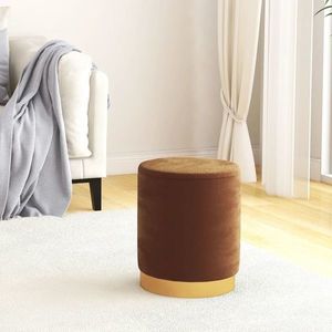 vidaXL Taburet depozitare rotund, maro, catifea 31 x 37 cm imagine