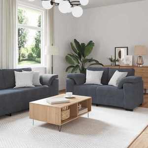 vidaXL Set de canapele cu perne, 3 piese, gri închis, catifea imagine