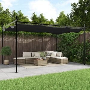 vidaXL Pergola cu acoperiș retractabil, antracit, 395x292x230 cm imagine