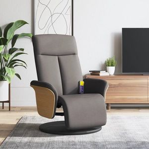 vidaXL Fotoliu masaj rabatabil cu suport picioare, gri taupe, textil imagine