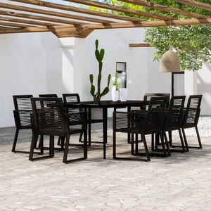 vidaXL Set mobilier de grădină, 9 piese, negru imagine