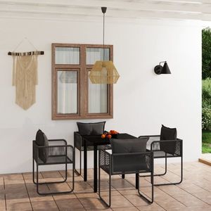 vidaXL Set de servit masa pentru grădină, 5 piese, negru imagine