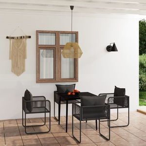 vidaXL Set de servit masa pentru grădină, 5 piese, negru imagine