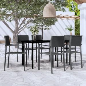 vidaXL Set de servit masa pentru grădină, 7 piese, negru imagine