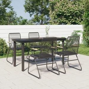vidaXL Set mobilier de grădină, 5 piese, negru, ratan PVC imagine
