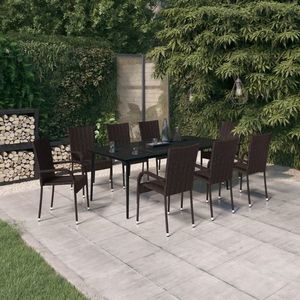 vidaXL Set mobilier de grădină, 9 piese, maro și negru imagine