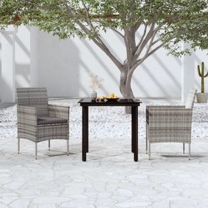 vidaXL Set mobilier de grădină, cu perne, 3 piese, gri și negru imagine