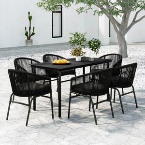 vidaXL Set de servit masa pentru grădină, 7 piese, negru imagine