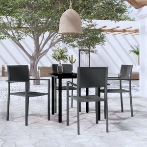vidaXL Set de servit masa pentru grădină, 5 piese, negru imagine