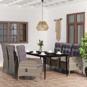 vidaXL Set de servit masa pentru grădină, 7 piese, gri și negru imagine