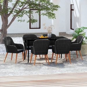 vidaXL Set de masă pentru grădină, 7 piese, cu perne, negru imagine