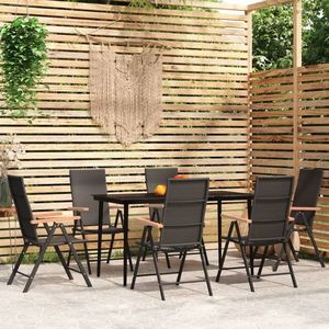 vidaXL Set de servit masa pentru grădină, 7 piese, negru imagine