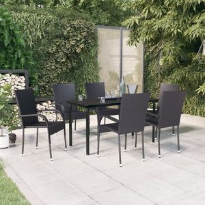 vidaXL Set mobilier de grădină, 7 piese, negru imagine
