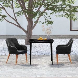 vidaXL Set mobilier de grădină cu perne, 3 piese, negru imagine