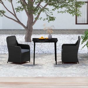 vidaXL Set mobilier de grădină cu perne, 3 piese, negru imagine