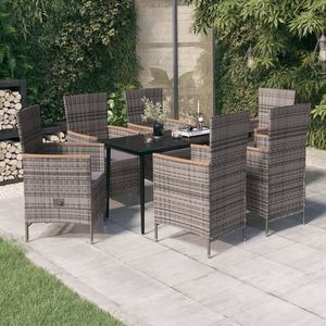 vidaXL Set mobilier pentru grădină cu perne, 7 piese, gri imagine