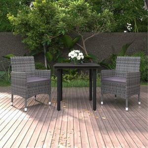 vidaXL Set mobilier de grădină cu perne, 3 buc, poliratan și sticlă imagine