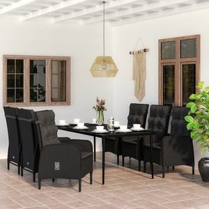 vidaXL Set de masă pentru grădină, 7 piese, cu perne, negru imagine