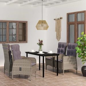 vidaXL Set de servit masa pentru grădină, 5 piese, gri și negru imagine