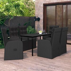 vidaXL Set de masă pentru grădină, 7 piese, cu perne, negru imagine