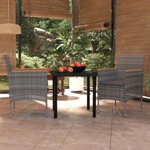 vidaXL Set mobilier de grădină, cu perne, 3 piese, gri și negru imagine