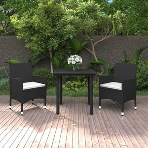 vidaXL Set mobilier de grădină cu perne, 3 piese, poliratan și sticlă imagine