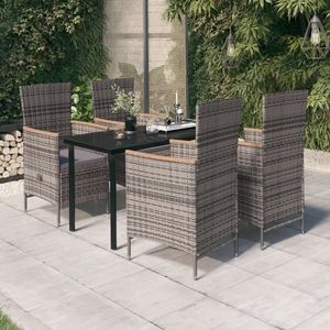 vidaXL Set mobilier pentru grădină, cu perne, 5 piese, gri imagine
