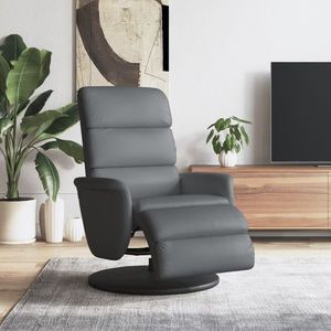 vidaXL Fotoliu rabatabil cu suport de picioare, gri, piele ecologică imagine