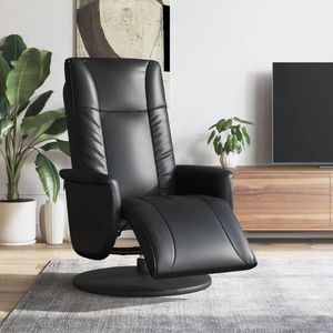 vidaXL Fotoliu rabatabil cu suport de picioare, negru, piele ecologică imagine