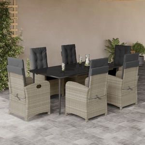 vidaXL Set mobilier de grădină cu perne, 7 piese gri deschis poliratan imagine
