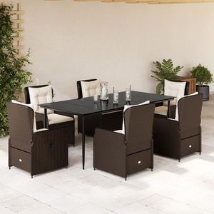 vidaXL Set mobilier de grădină cu perne, 7 piese, maro, poliratan imagine