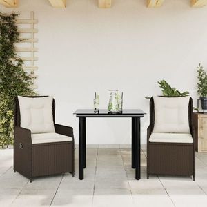 vidaXL Set mobilier de grădină cu perne, 3 piese, maro, poliratan imagine