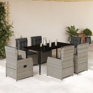 vidaXL Set mobilier de grădină cu perne, 7 piese gri deschis poliratan imagine