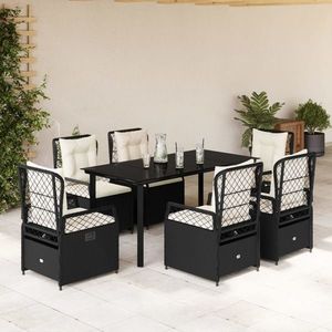 vidaXL Set mobilier de grădină cu perne, 7 piese, negru, poliratan imagine