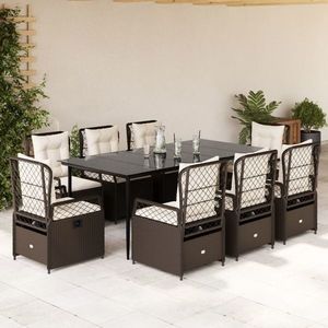 vidaXL Set mobilier de grădină cu perne, 9 piese, maro, poliratan imagine