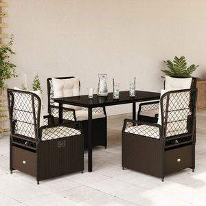 vidaXL Set mobilier de grădină, 5 piese, cu perne, maro, poliratan imagine