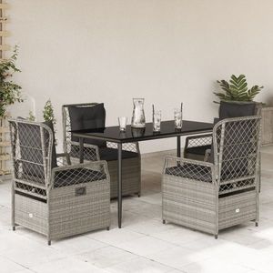 vidaXL Set mobilier de grădină cu perne, 5 piese gri deschis poliratan imagine