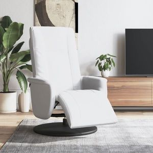 vidaXL Fotoliu rabatabil cu suport de picioare, alb, piele ecologică imagine
