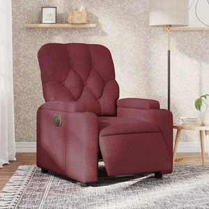 vidaXL Fotoliu rabatabil electric, roșu vin, material textil imagine
