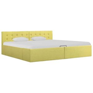 vidaXL Cadru pat hidraulic cu ladă, galben lime, 180 x 200 cm, textil imagine