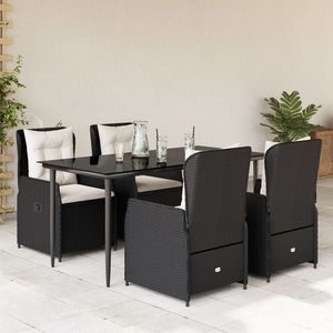 vidaXL Set mobilier de grădină cu perne, 5 piese, negru, poliratan imagine