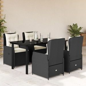 vidaXL Set mobilier de grădină cu perne, 5 piese, negru, poliratan imagine