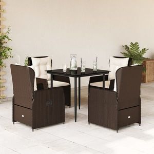 vidaXL Set mobilier de grădină, 5 piese, cu perne, maro, poliratan imagine