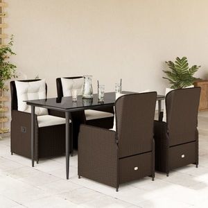 vidaXL Set mobilier de grădină, 5 piese, cu perne, maro, poliratan imagine